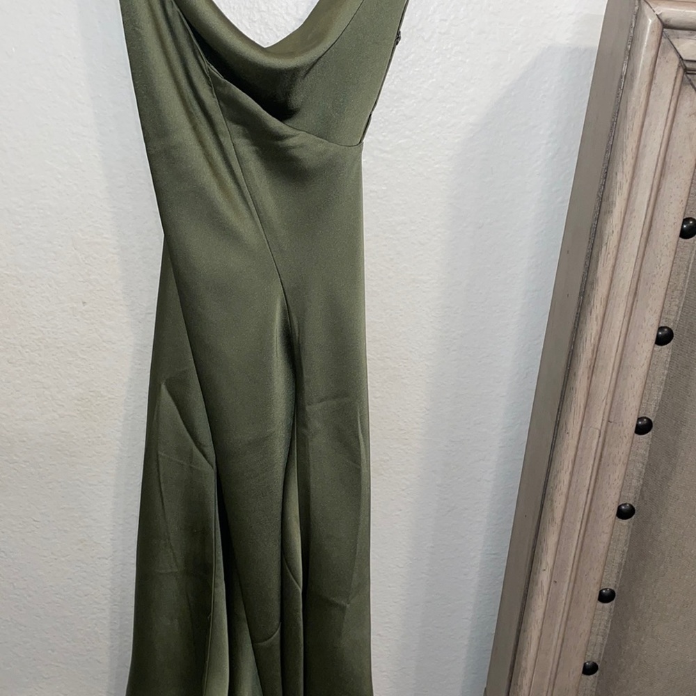 Mini green satin dress